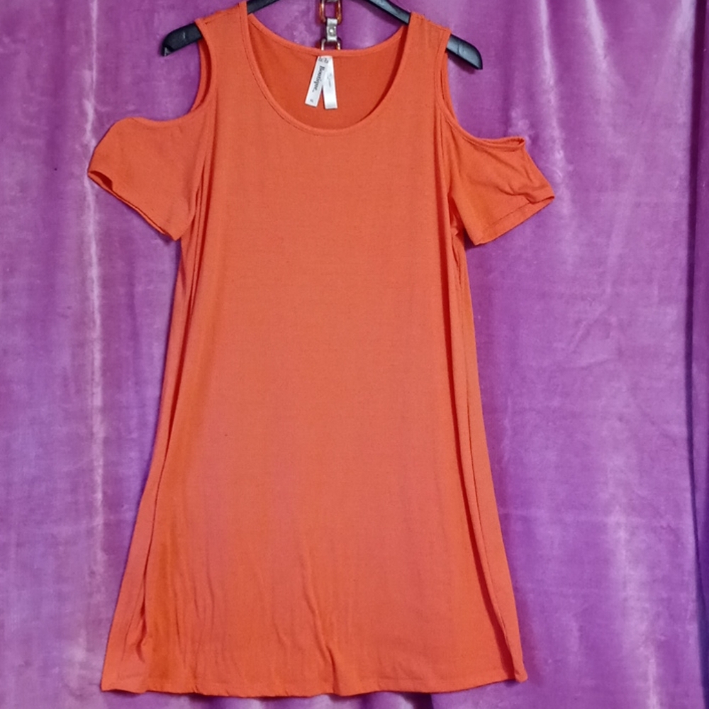 Coral Cold-Shouder Mini Dress by B&B Botique Sz XL